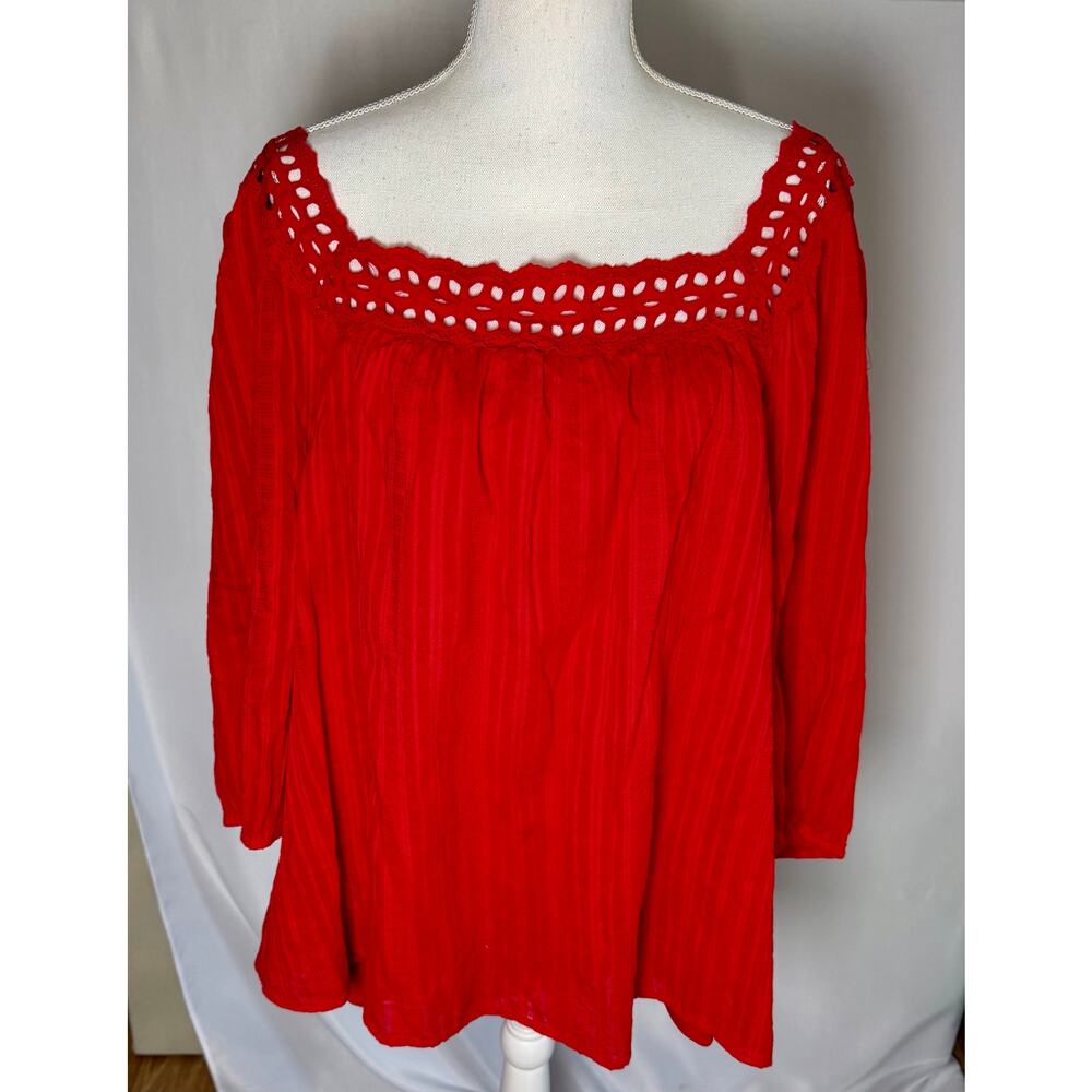 Lane Bryant women’s red boho peasant crochet top nwt $59.95 sz 20